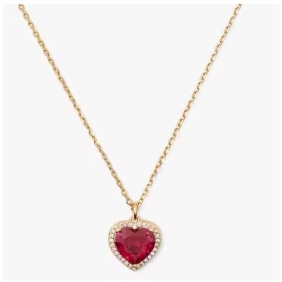 $68 Kate Spade My Love Gold-Tone Heart Halo Pendant Necklace, 16" + 3" red - Picture 6 of 6